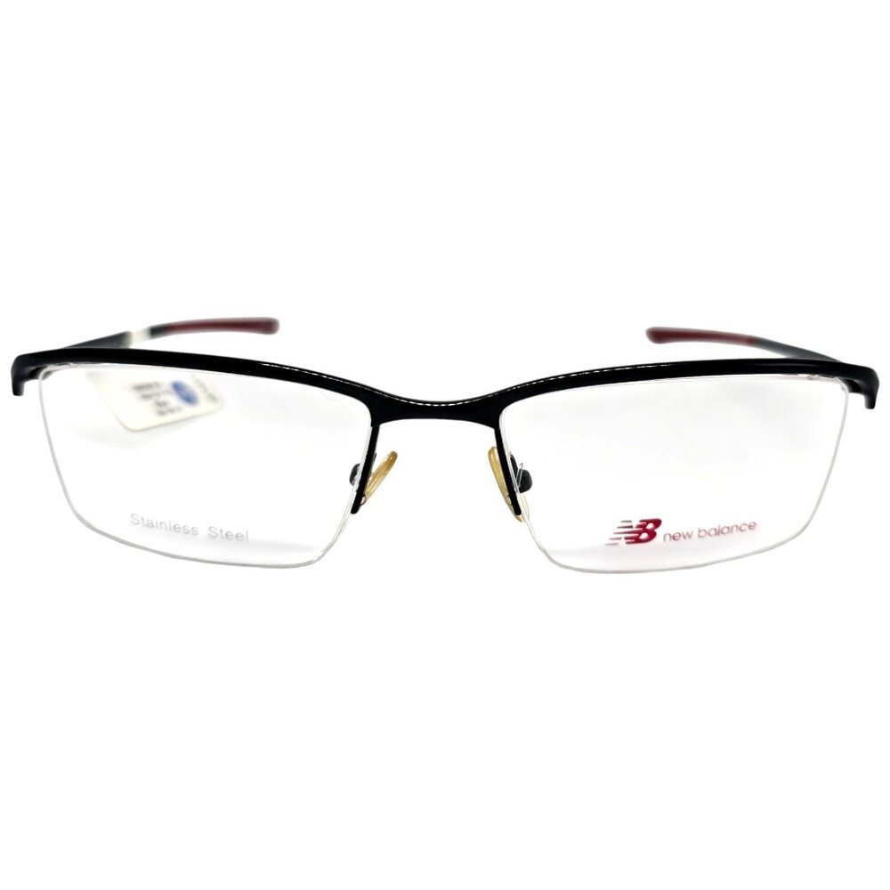 New Balance NB506 Stainless Steel Semi-Rimless Eyeglass Frame Black & Red